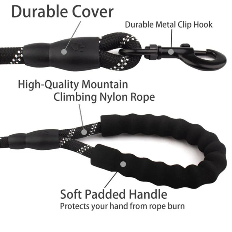 Heavy-Duty Reflective Dog Leash with Padded Handle ⭐