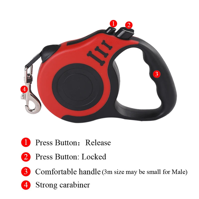Retractable Dog & Cat Leash with One-Hand Brake