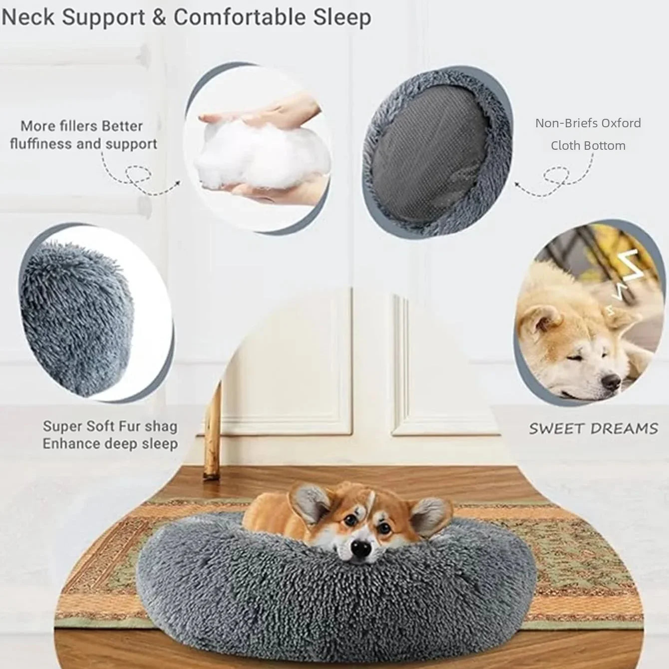 Super Soft Round Plush Pet Bed ⭐