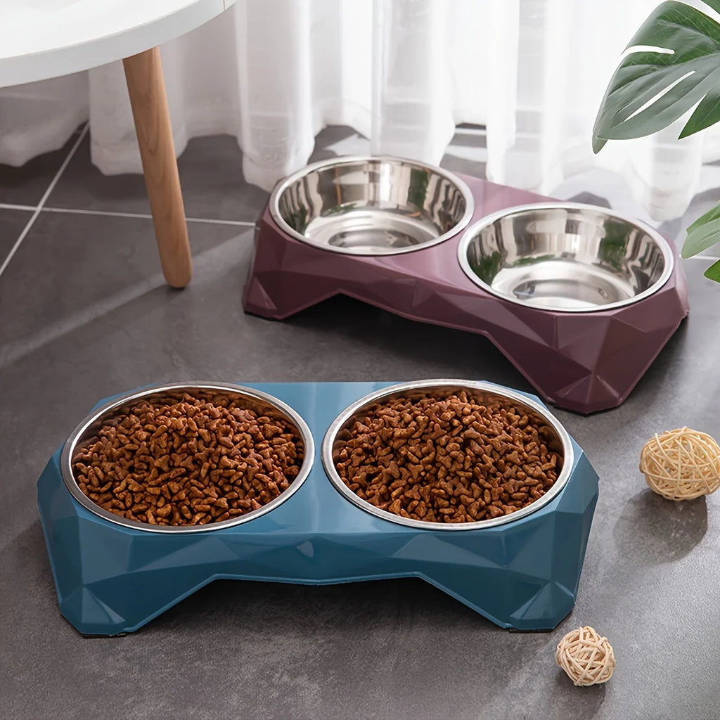 Non-Slip Stainless Steel Double Pet Bowl ⭐