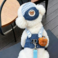 Denim Dog Harness Set with Sun Hat